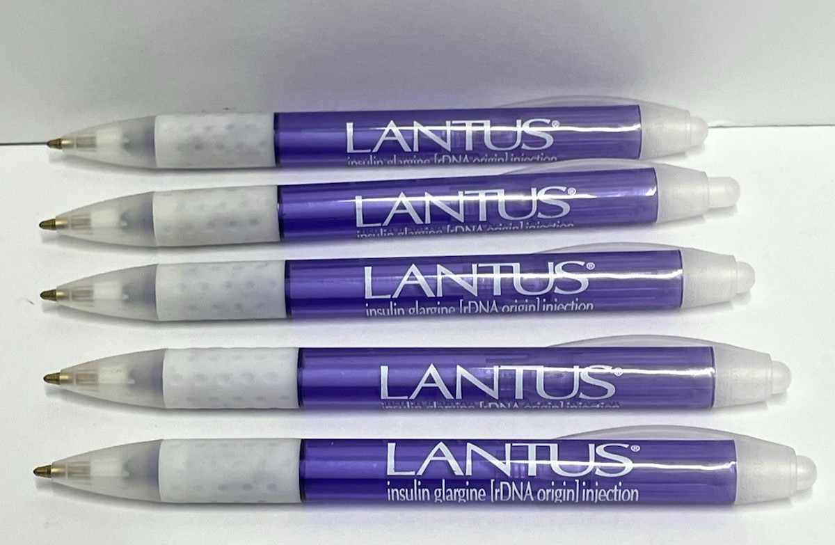 LOT of 5 LANTUS Medical Drug Rep Pharmaceutical Pens Collectible Advertising
