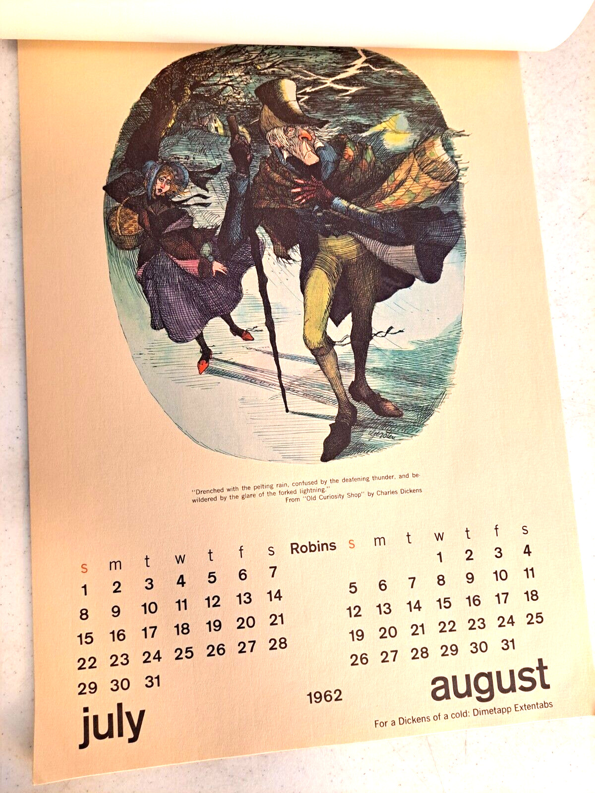 Dickens of a Cold Gerry Gersten Caricatures 1962 Calendar A H Robins Advertising