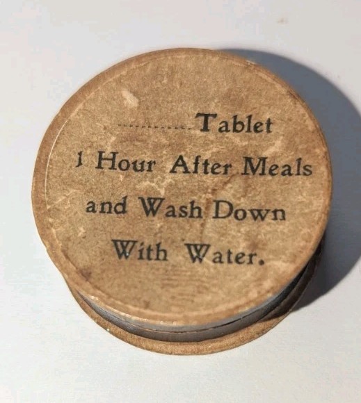 Vintage Cardboard Paper Drug Store Prescription Pill Box w/ Directions