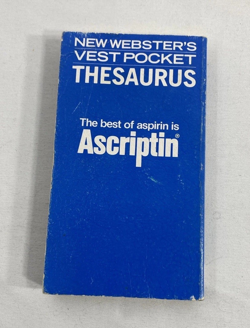 Vintage 1978 Ascriptin Aspirin (Rorer) Promo – Webster’s Vest Pocket Thesaurus