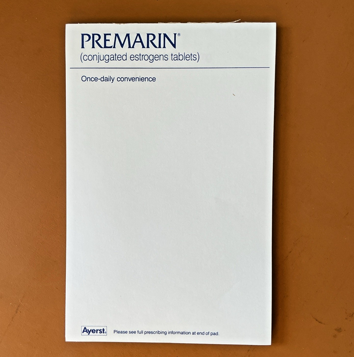 Vintage Premarin Pharmaceutical Rep Advertising Notepad Promotion Unused 8.5×5.5