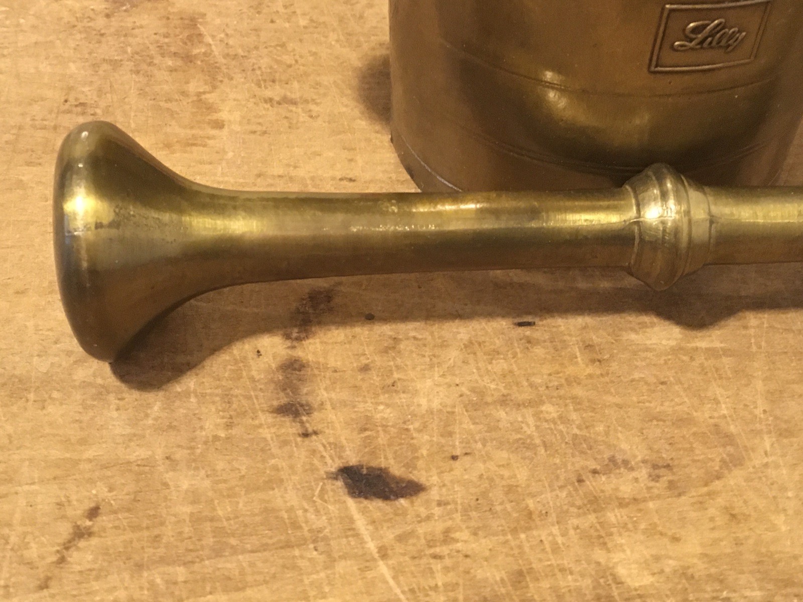 Vintage 1978 Eli Lilly Keflex “100” Brass Mortar & Pestle