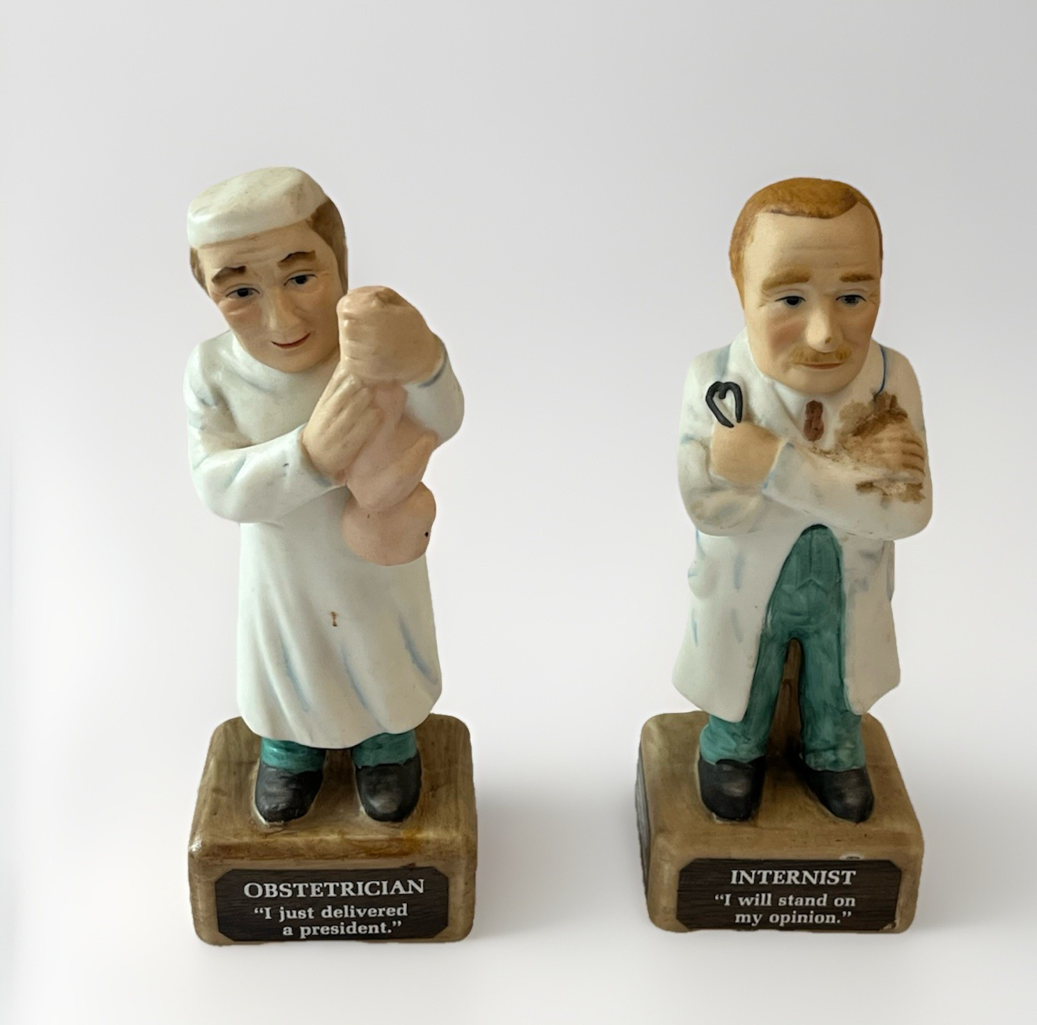 Vintage Doctor Figurines Big Pharma Abbott Cobid Obstetrician Internist
