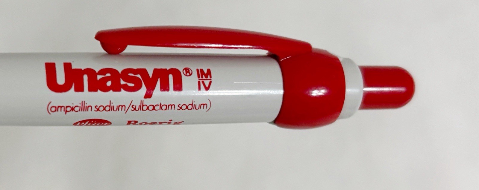 Pharmaceutical Pfizer Red and Gray Unasyn Ball Point Pen, Black Ink