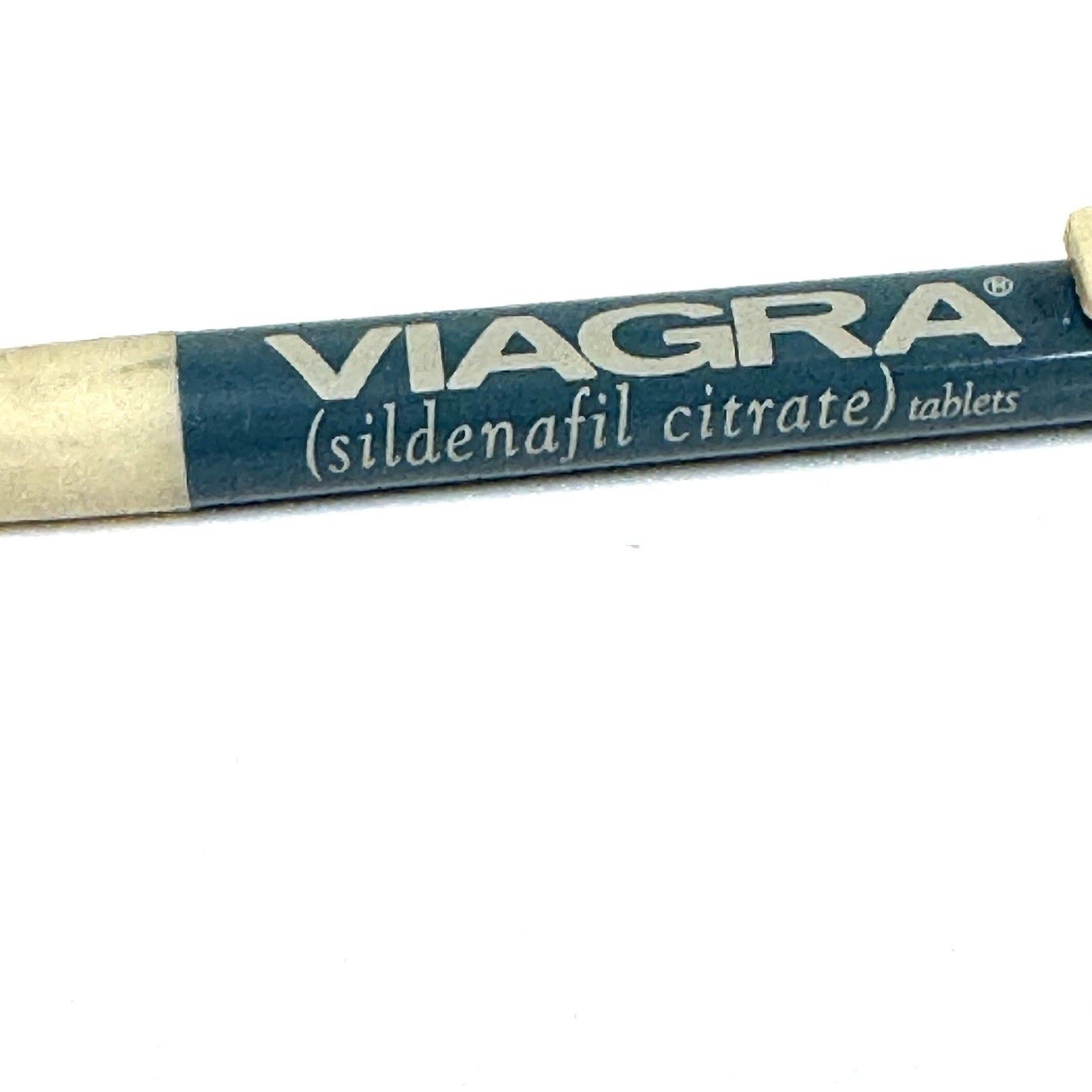 Vtg VIAGRA Drug Rep Click Pen Plastic Blue & Cream Pharmaceutical Pfizer Promo