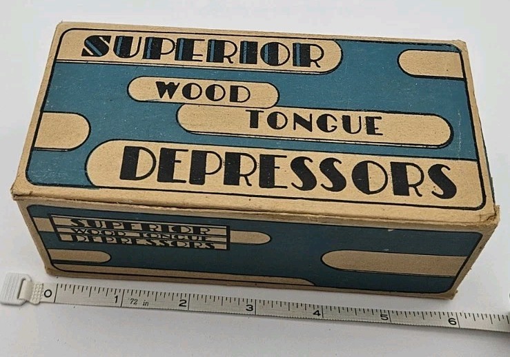 Vintage Superior Wood Tongue Depressors Box 100 Count Sanitary Medical Made…