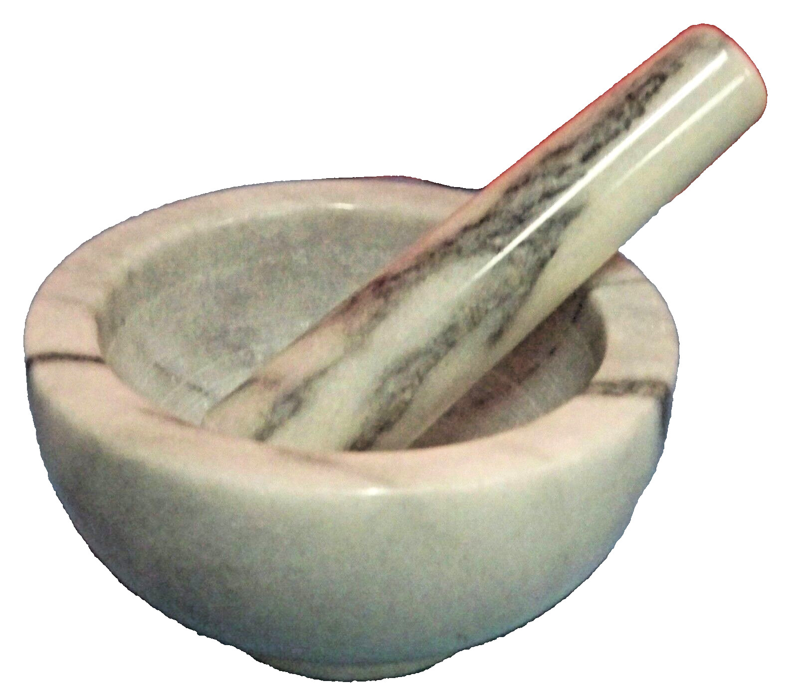 Marble Mortar & Pestle Gray White 4 1/2″ Diameter x 2 1/2″ High Clean Polished