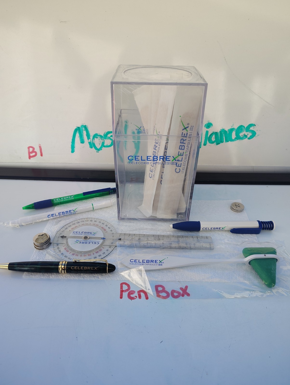 Celebrex Pharma Tongue Depressors Sealed Canister Drug Rep Swag Lot 4 Pens Prop