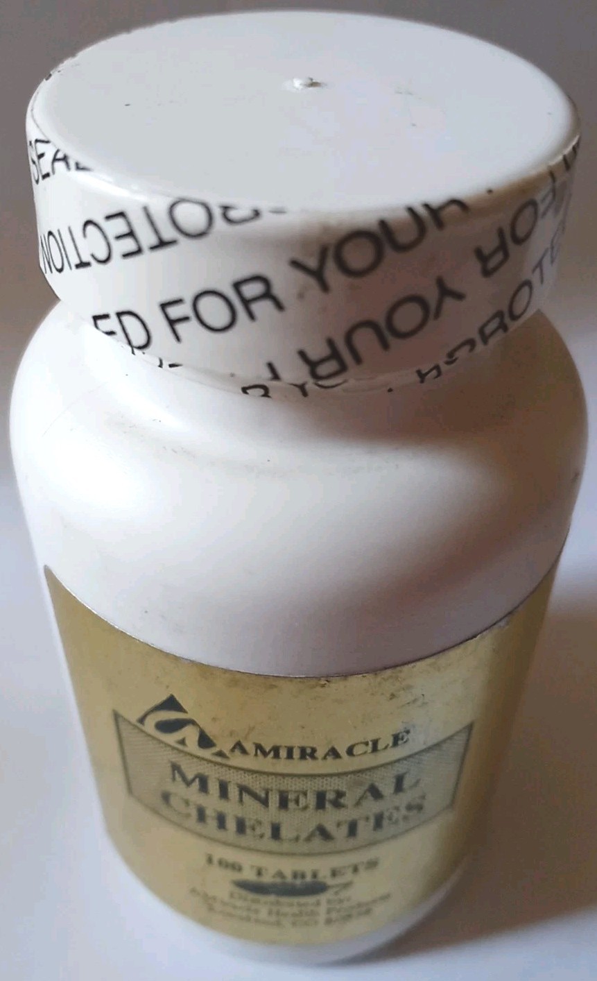 Vintage Amiracle Mineral Chelates • Herbal Supplement • Sealed Retro Bottle