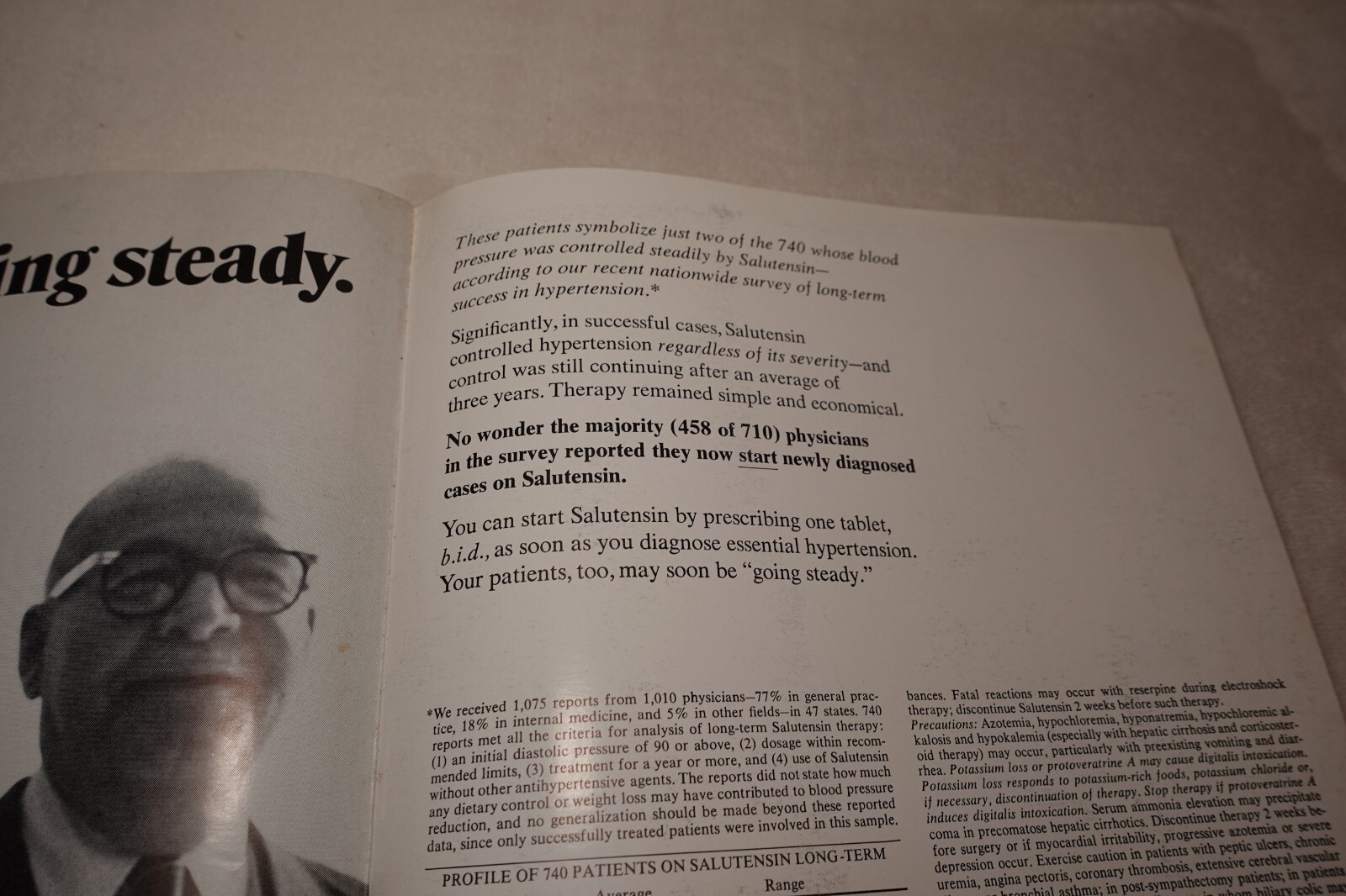 Salutensin Blood Pressure Medication Bristol Laboratories 1960s Advertisement