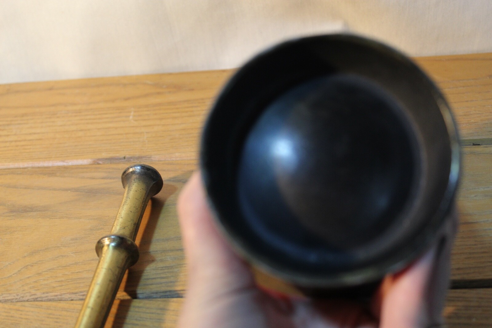Antique Vtg Mortar and Pestle Brass Pharmacy Rx Wm Proctor 4 3/8″ T x 4 3/4″ D