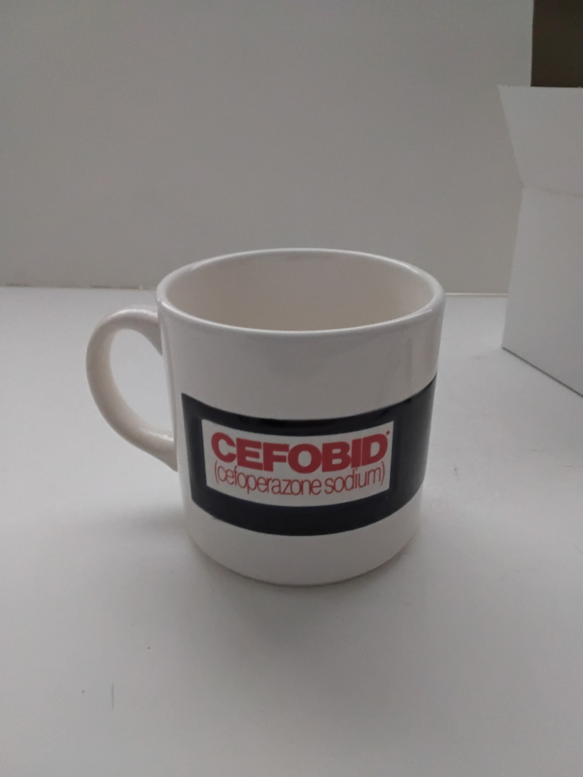 Vintage Cefobid Rx Pharmaceutical Advertisement Coffee Tea Mug FPC England NOS