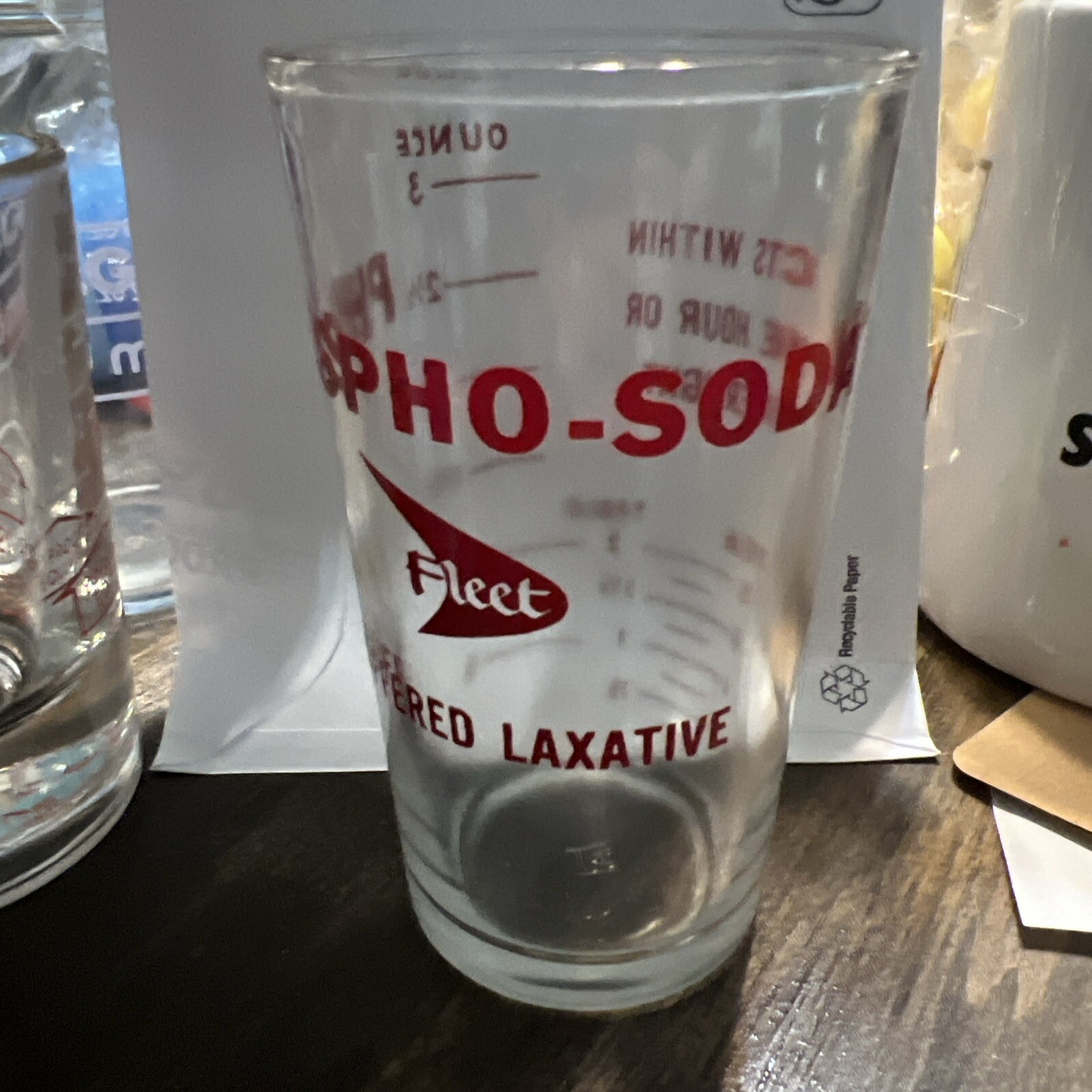 Vintage Fleet Phospho-Soda Laxative Pharmacy Glass Shot Medicine Measuring Cup