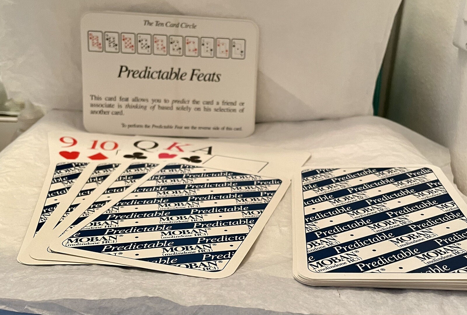 VINTAGE 90’S MOBAN DRUG REP PHARMA PROMO JUMBO PLAYING CARDS + 3 Trick “FEATS”