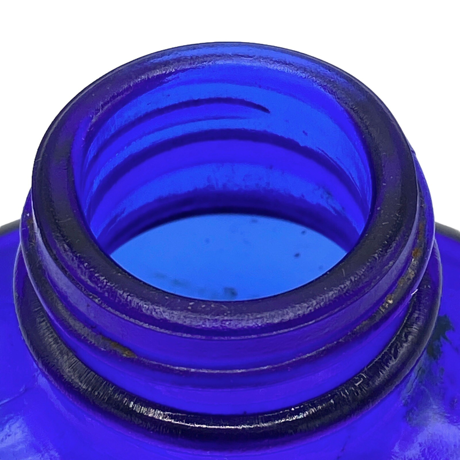 Vtg Milnesia Wafers Embossed Cobalt Blue Glass Bottle 3″ Tall New York, NY