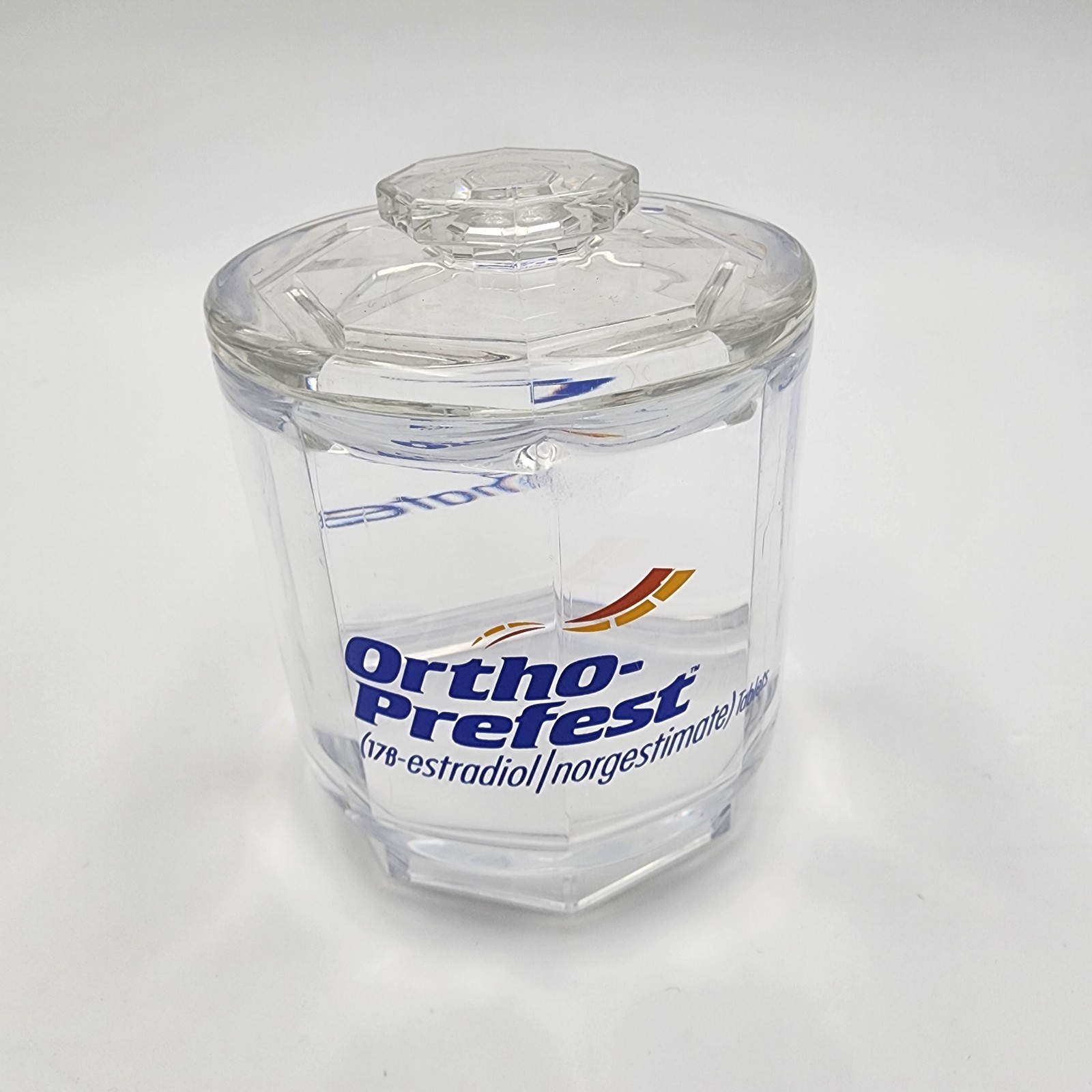 Ortho-Prefest Clear Transparent Plastic Hexagon Lidded Company Jars Lot of 4