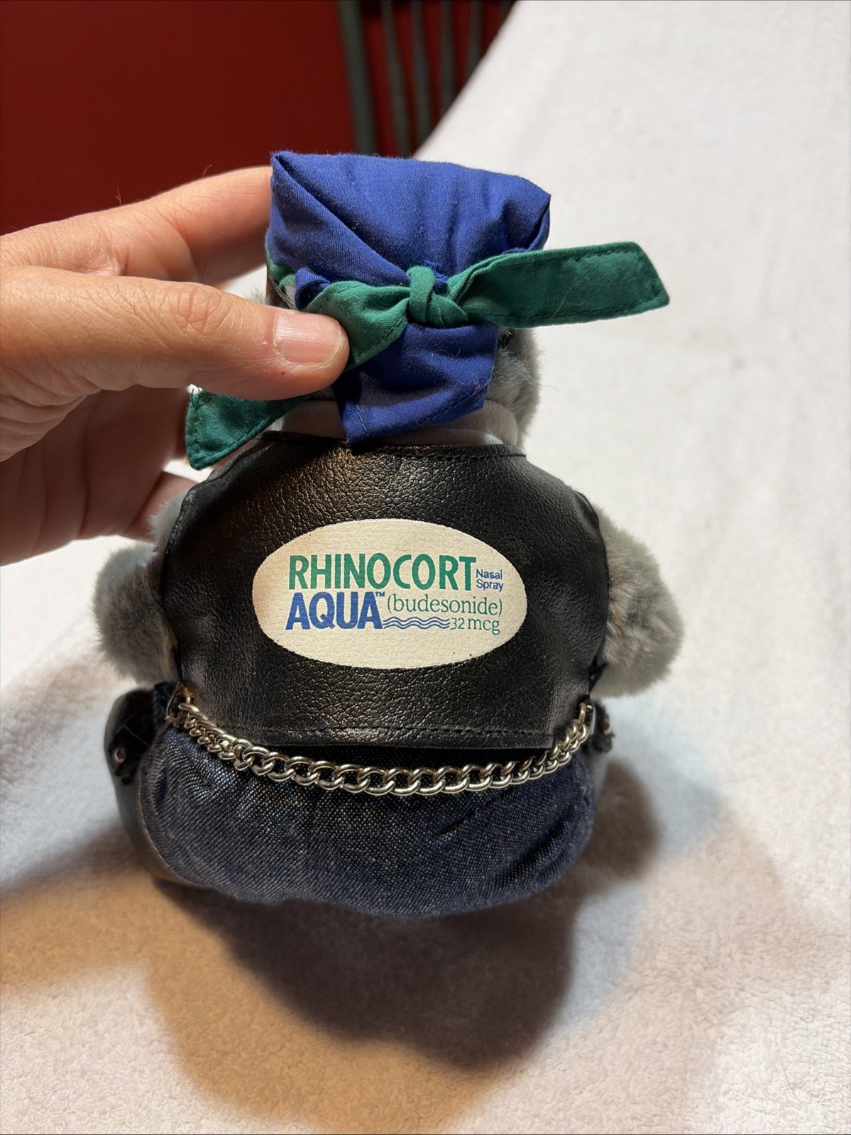 Rhinocort Aqua Biker Plush Toy Rhino Drug Rep Pharmaceutical Promo Advertising
