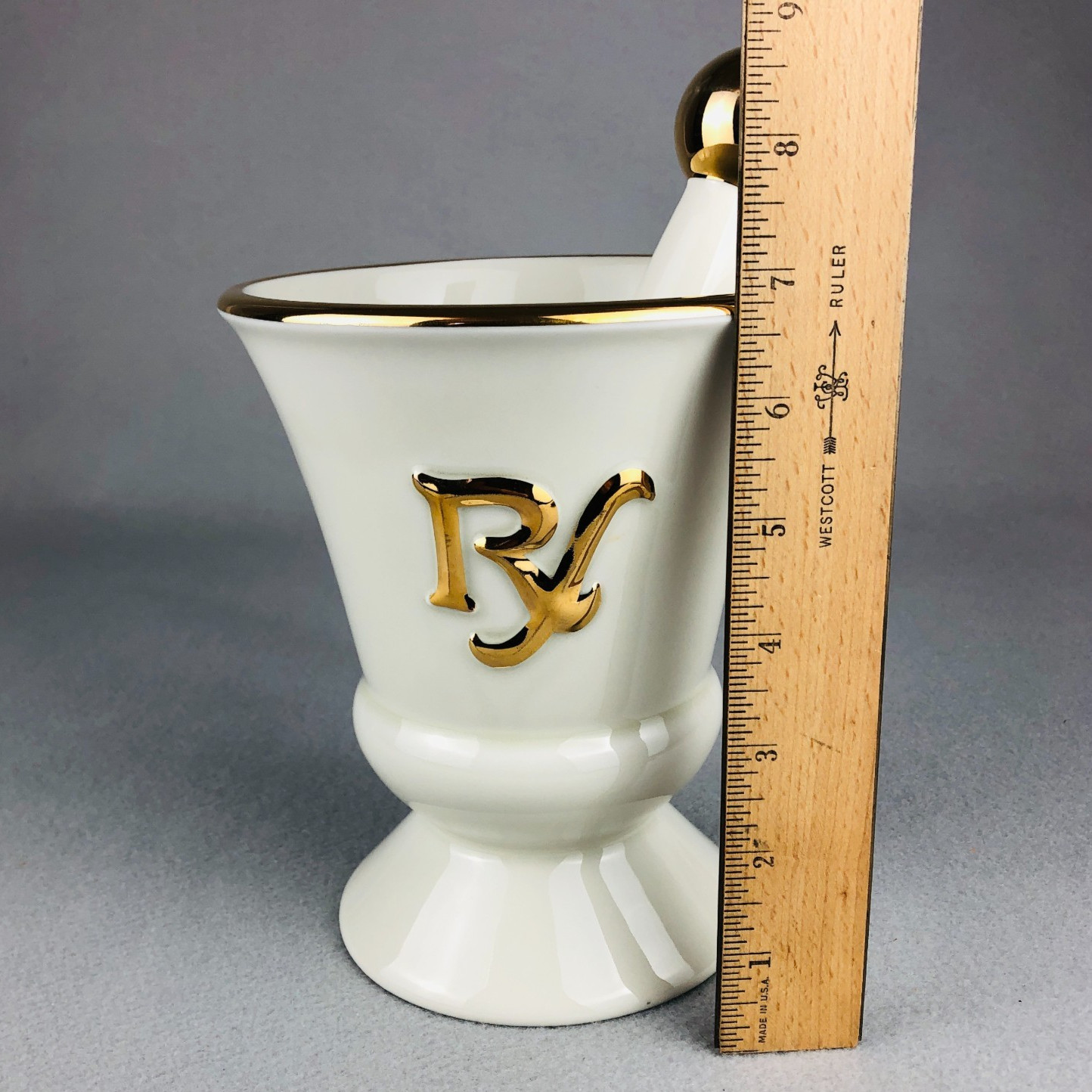 OWENS ILLINOIS Pharmacy Mortar Pestle VTG Porcelain BIG APOTHECARY STORE DISPLAY