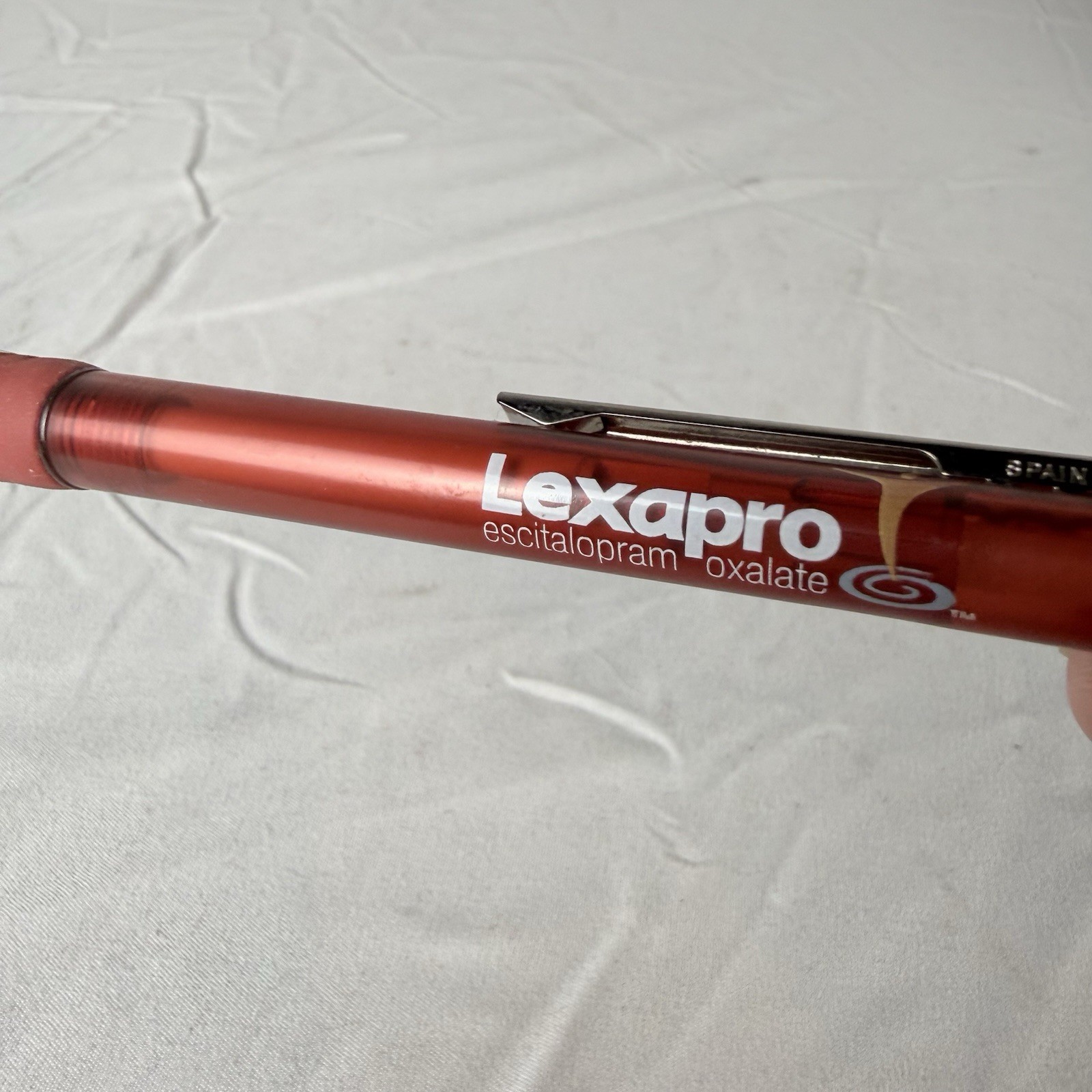 Lexapro Advertising Pen Red Translucent Black Ink Doctor Drug Pharma Rep Ad