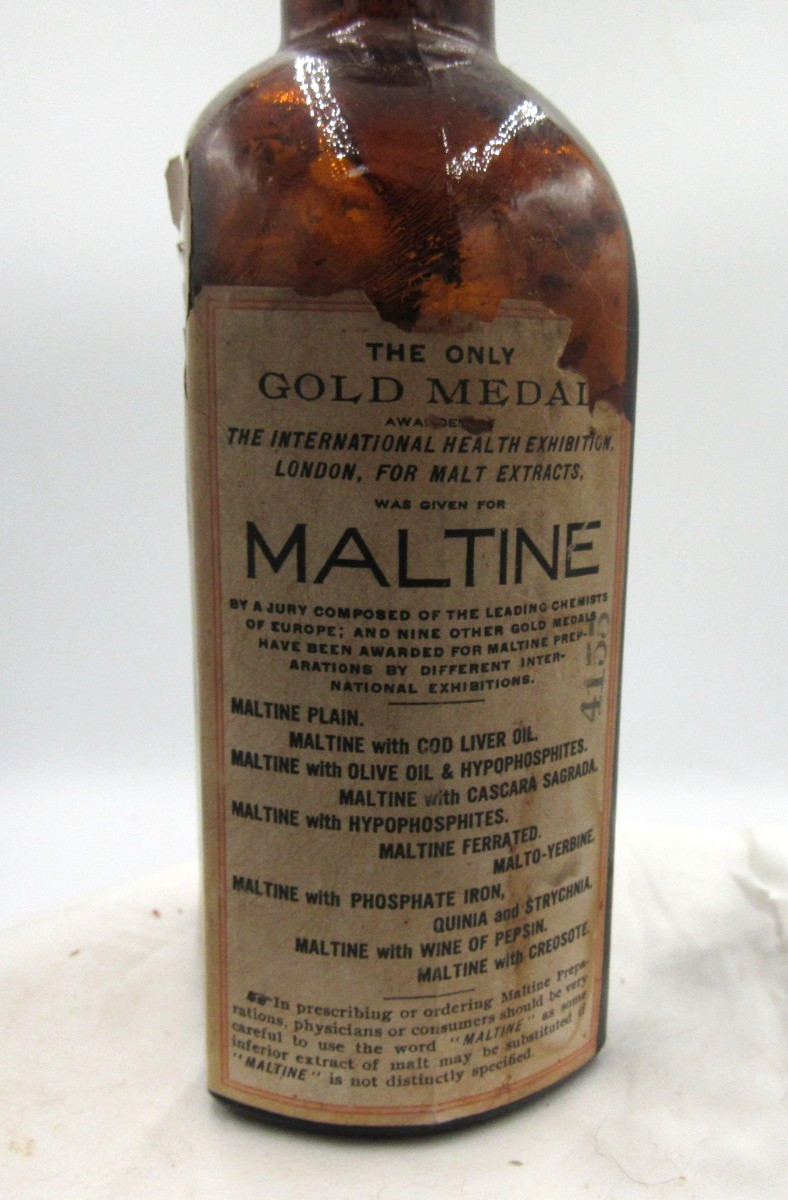 1890’s Maltine Mfg Co Cascara Sagrada New York 7 3/8 ” Amber Medicine bottle