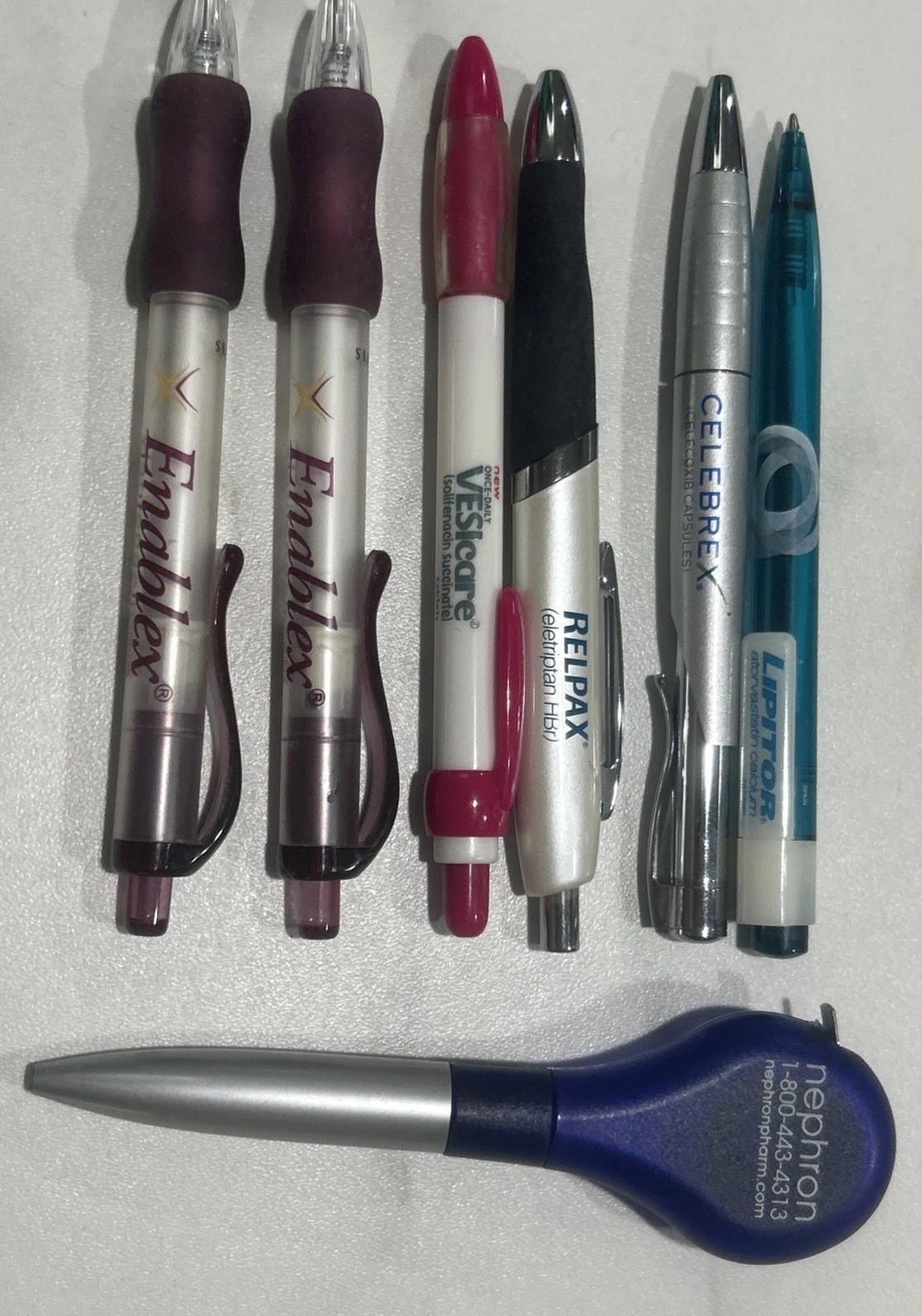 Drug Rep RX Advertising Pen Collectable Pharma Enablex Relbex Celebrex Lot Of 7