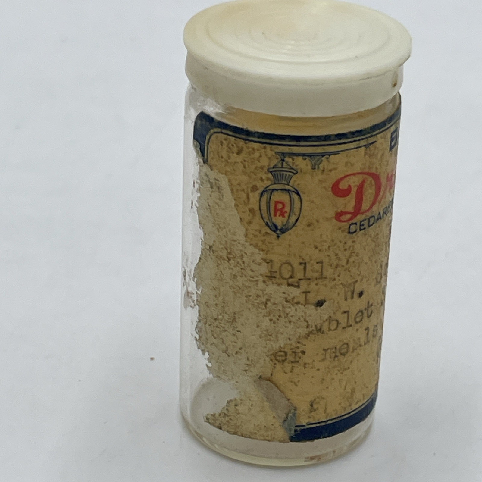 Vintage 1961 Prescription Drug Glass Bottle Plastic Lid “To Open Arteries” Rx
