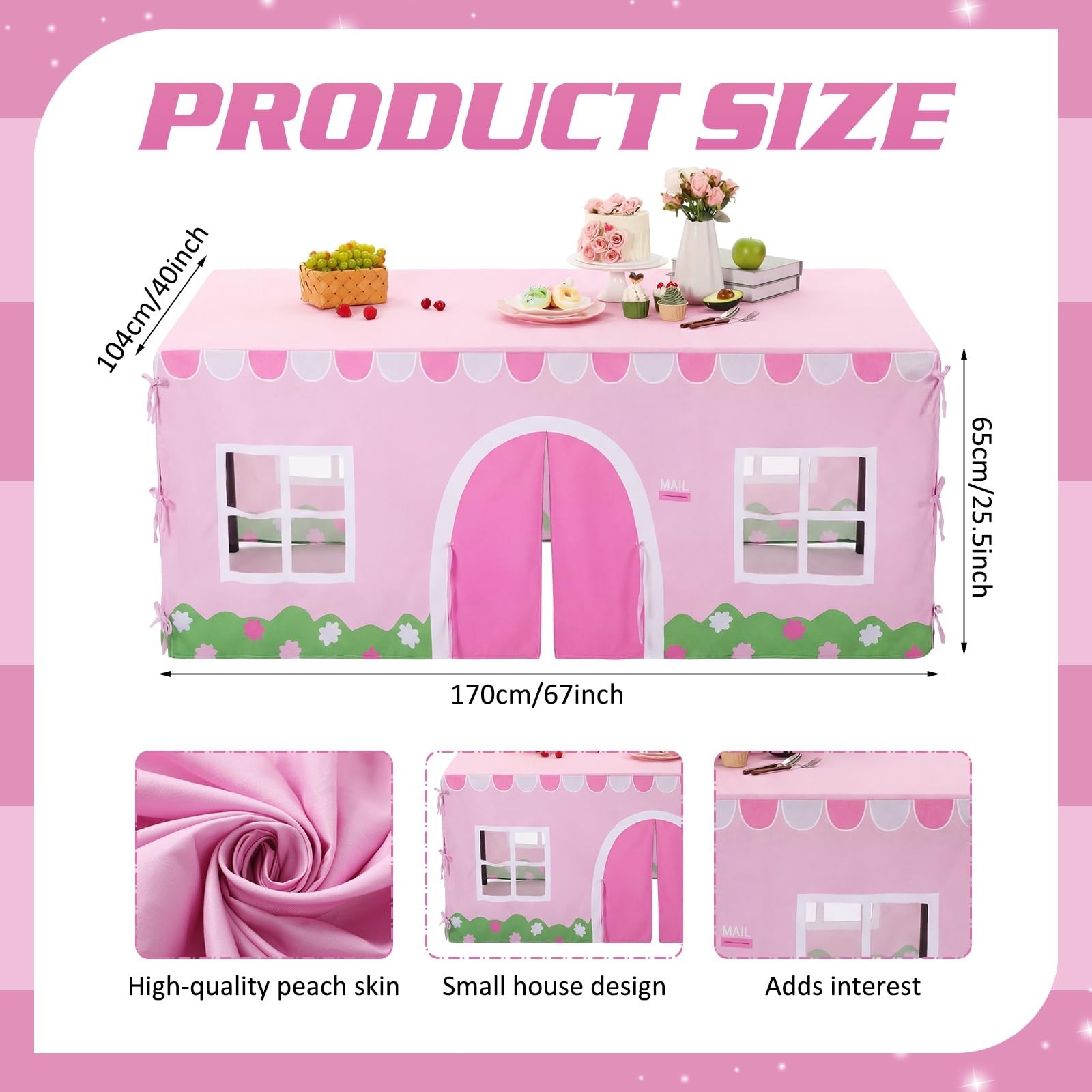 Oudain 10ft x 7.5ft Large Tablecloth Playhouse for Kid Table Fort Cover Table…