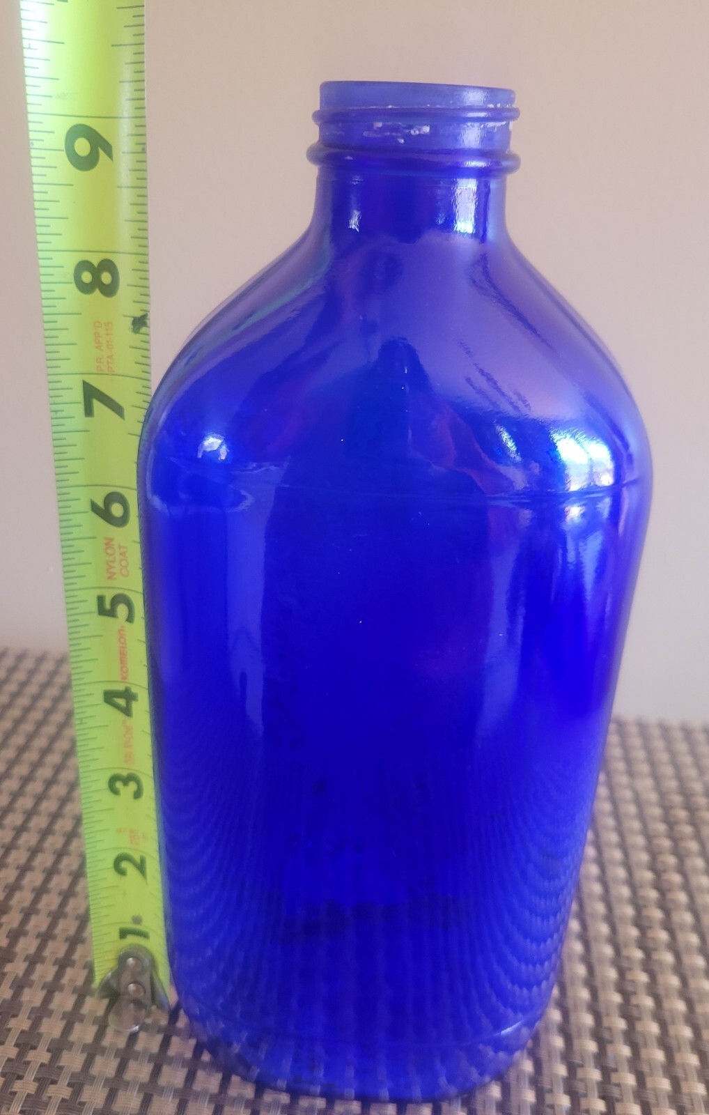 Vintage 2 Large 9.5″ Blue Cobalt Blue Medicine Bottle Embossed Made in USA, EXC