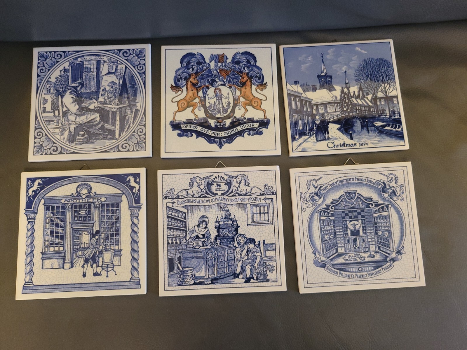 Vintage Lot Of 6 Delfts Holland 5.75″ Tiles