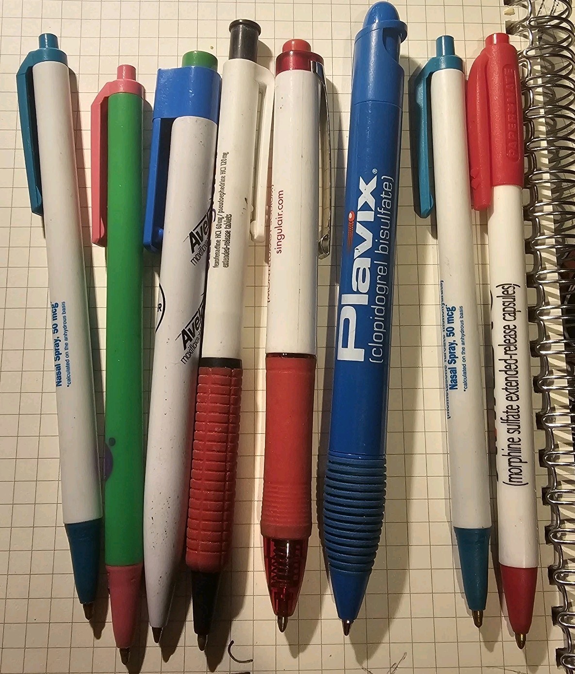 Vintage Pharmaceutical Drug Rep Lot Of 8 Pens Tested *pictures* Click Retracts