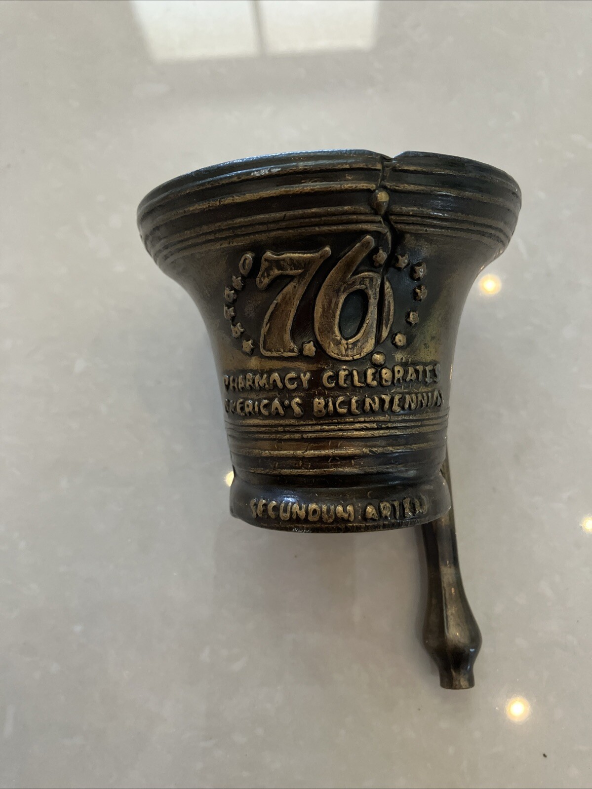 Mortar and Pestle, Metal Small America’s Bicentennial 76 Rx Apothecary Pharmacy