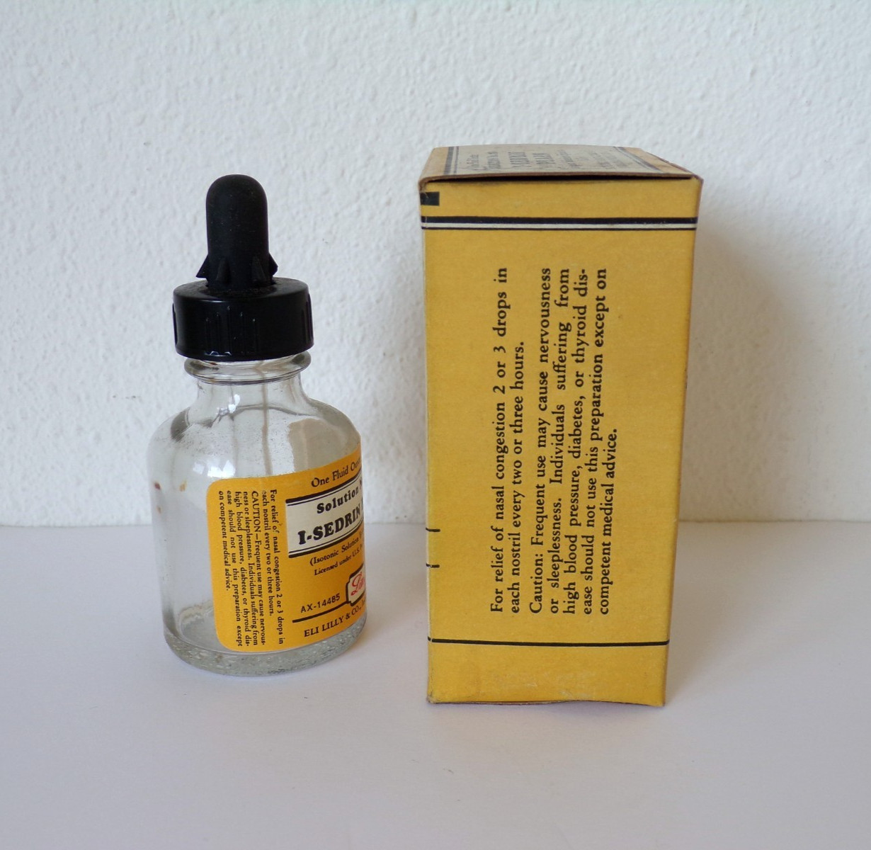 Eli Lilly SEDRIN PLAIN Dropper BOX Empty Bottle PHARMACEUTICAL Medicine VINTAGE