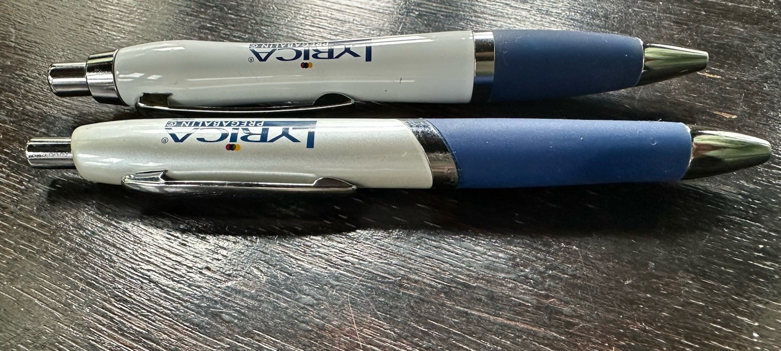 Lyrica Pfizer Metal Drug Rep Pharmaceutical Promo Advertising Pens Lot Of 2