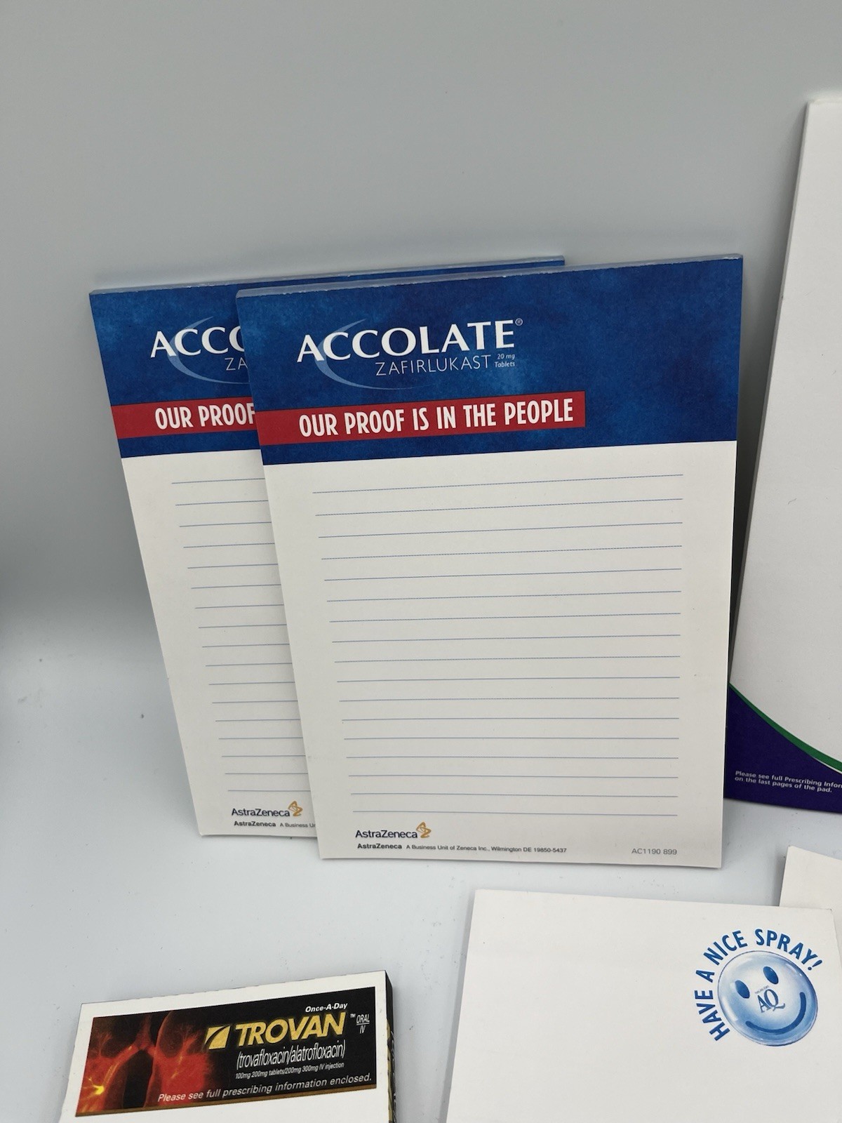 VTG Lot Of 10 Pharma Drug Rep Notepads, Post-It Notes Vioxx Accolate More
