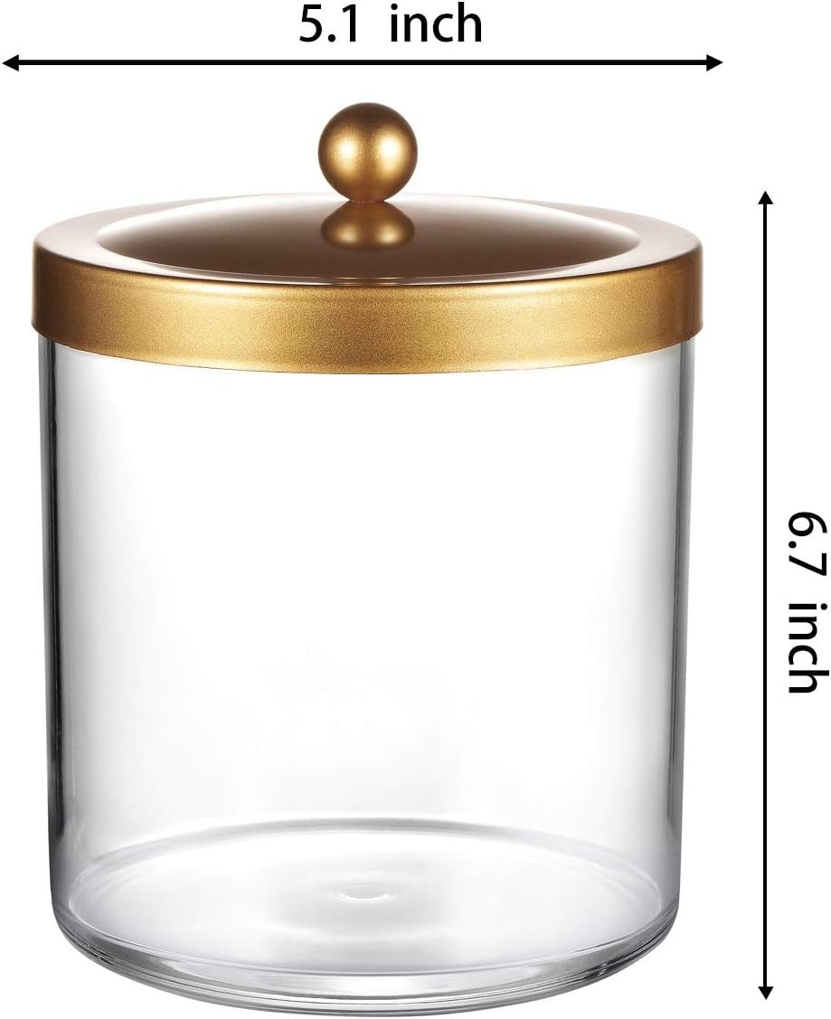 50 Ounce Large Clear Apothecary Jar with Gold Rust-Proof Lid – Shatterproof P…