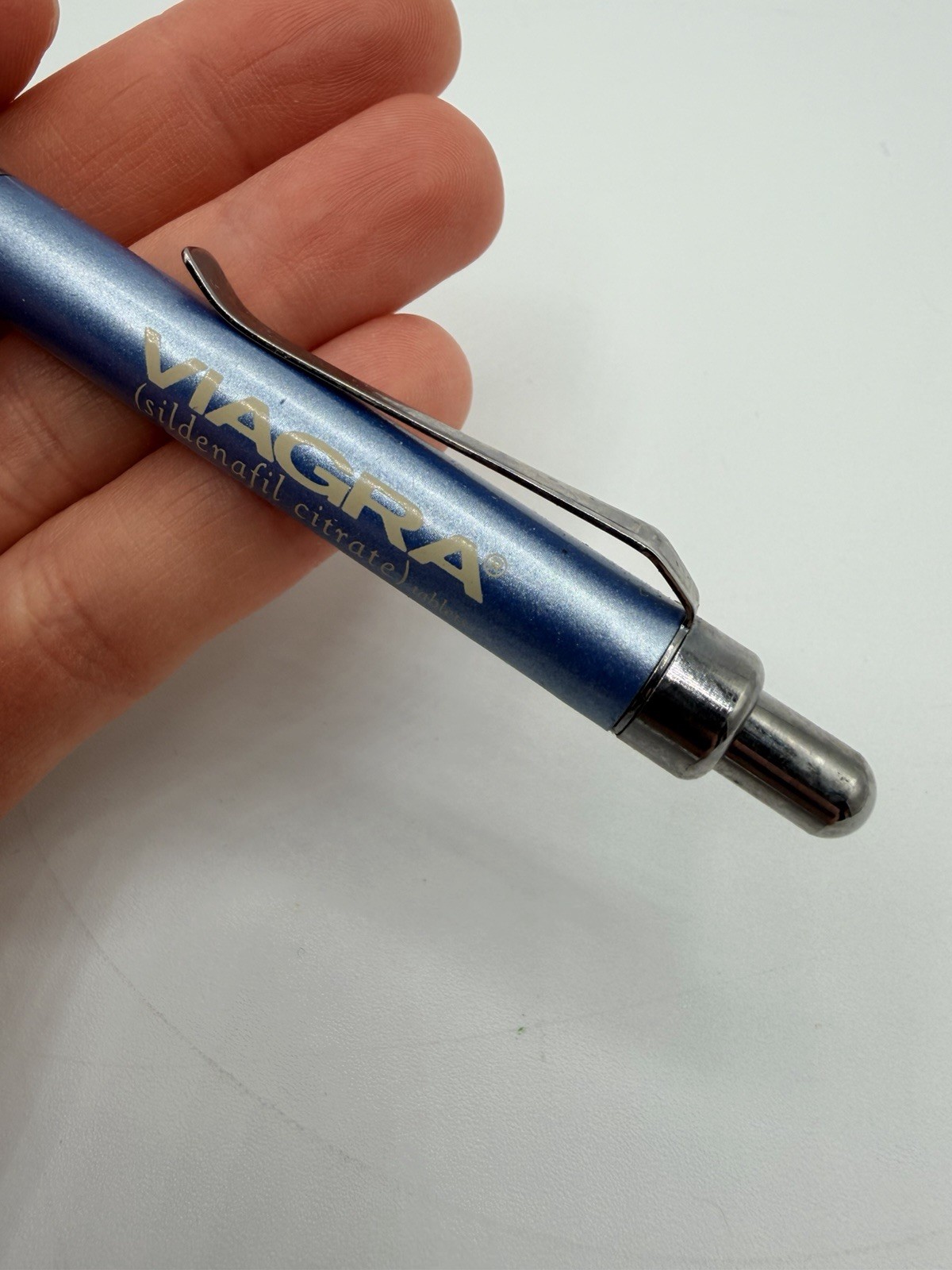 Viagra Metal Twist Pen Drug Rep Black Ink Collectible Works Frosted Blue