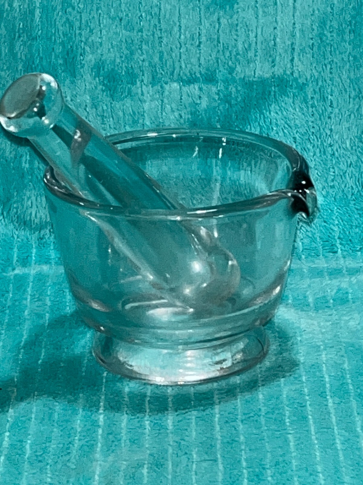 Vintage Clear Heavy Glass Mortar & Pestle Apothecary