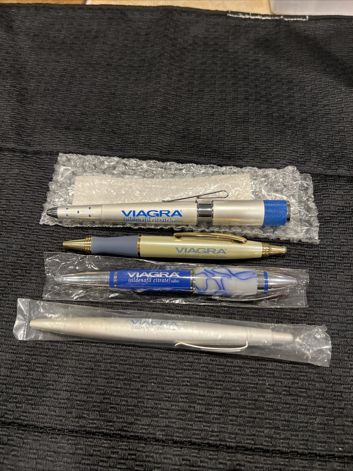 Viagra Black Blue Drug Rep Pens 4 Pack- Unused- All Write!