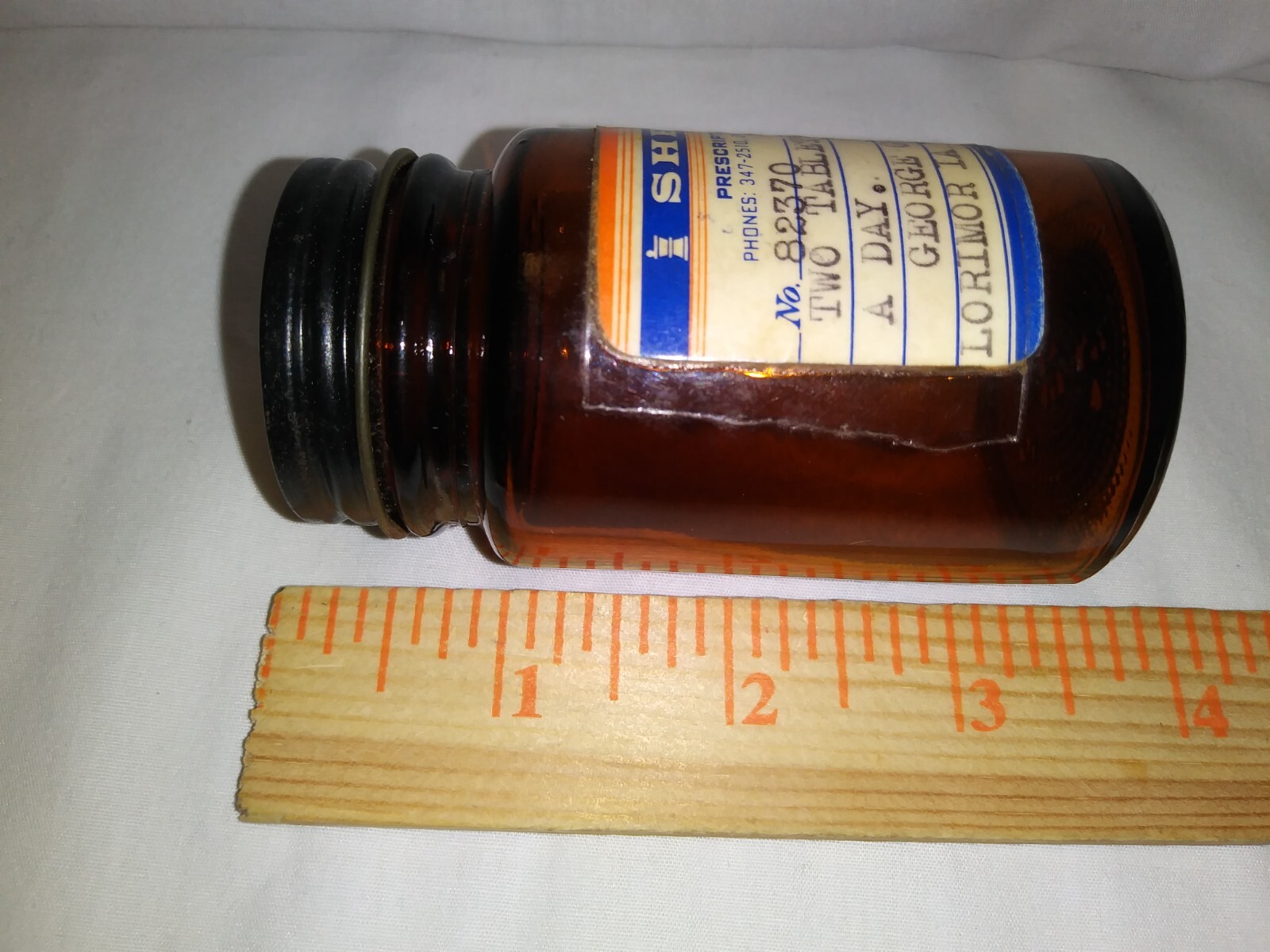 Vintage 1963 Brown Glass Bottle Sheets Pharmacy Afton IA