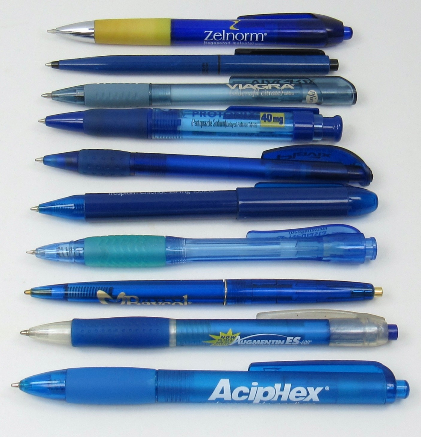 Lot of 10 PENS Drug Rep Pharmaceutical Promo Medical Advertising Shades of Blue