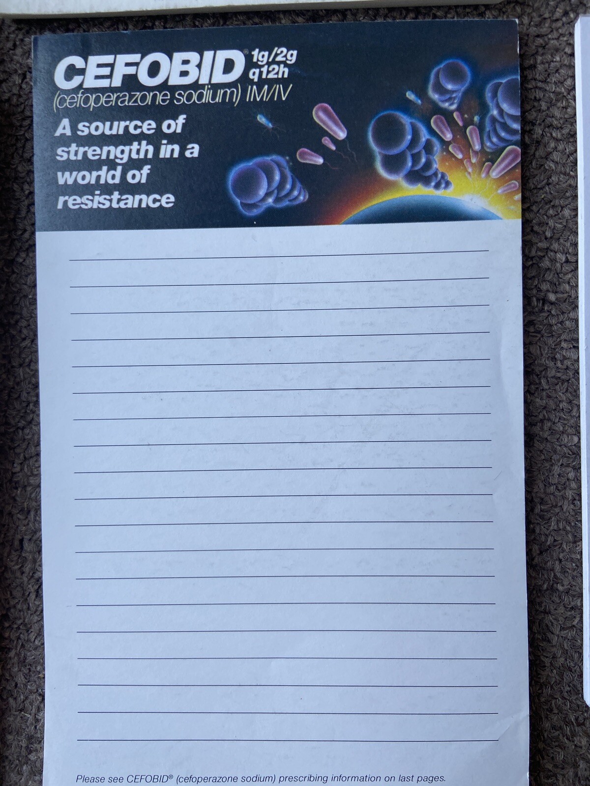 Note Pad Lot Pharmaceutical Drug Rep Collectible Promo Zoloft Cardura Cefobid