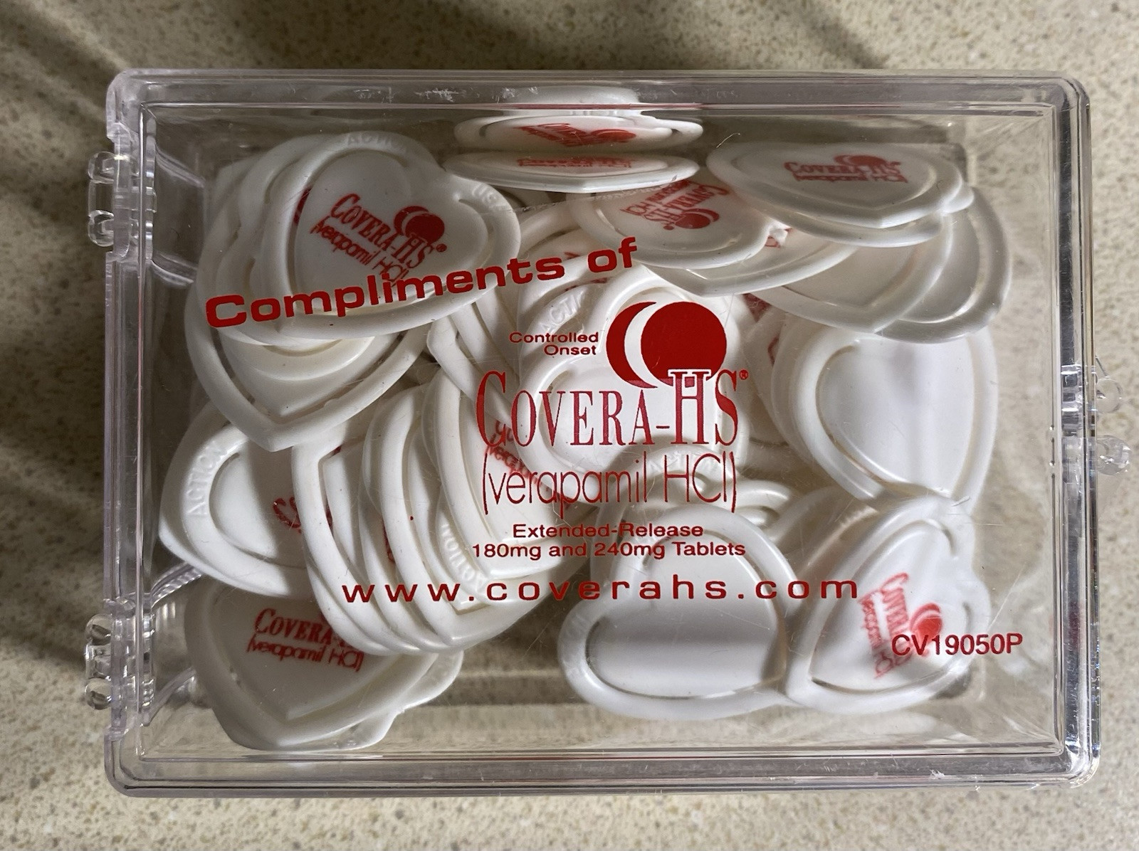 pharmaceutical drug rep collectibles Covera-HS Plastic Clips Promo Promotional