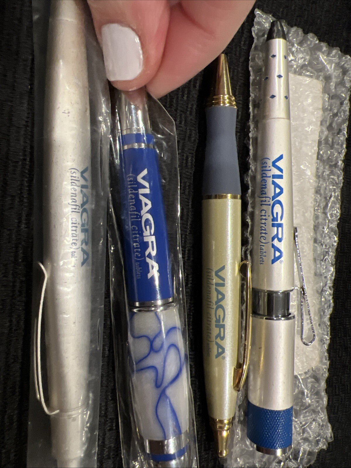 Viagra Black Blue Drug Rep Pens 4 Pack- Unused- All Write!