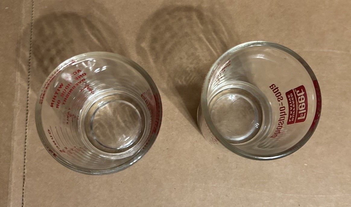 Vintage Fleet Buffered Laxative Phospho-Soda Graduated Medicine Shot Glass x2
