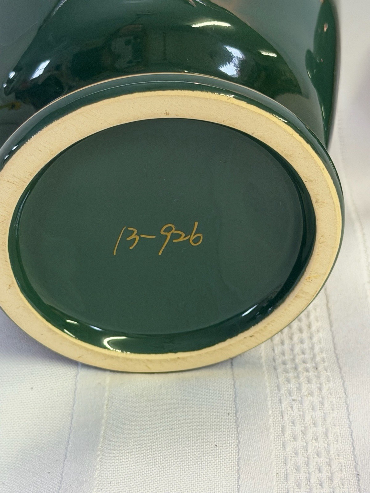 Eli Lilly Ceramic Green Gold Trim Apothecary Jar Symphytum Officinale #13-926 8″