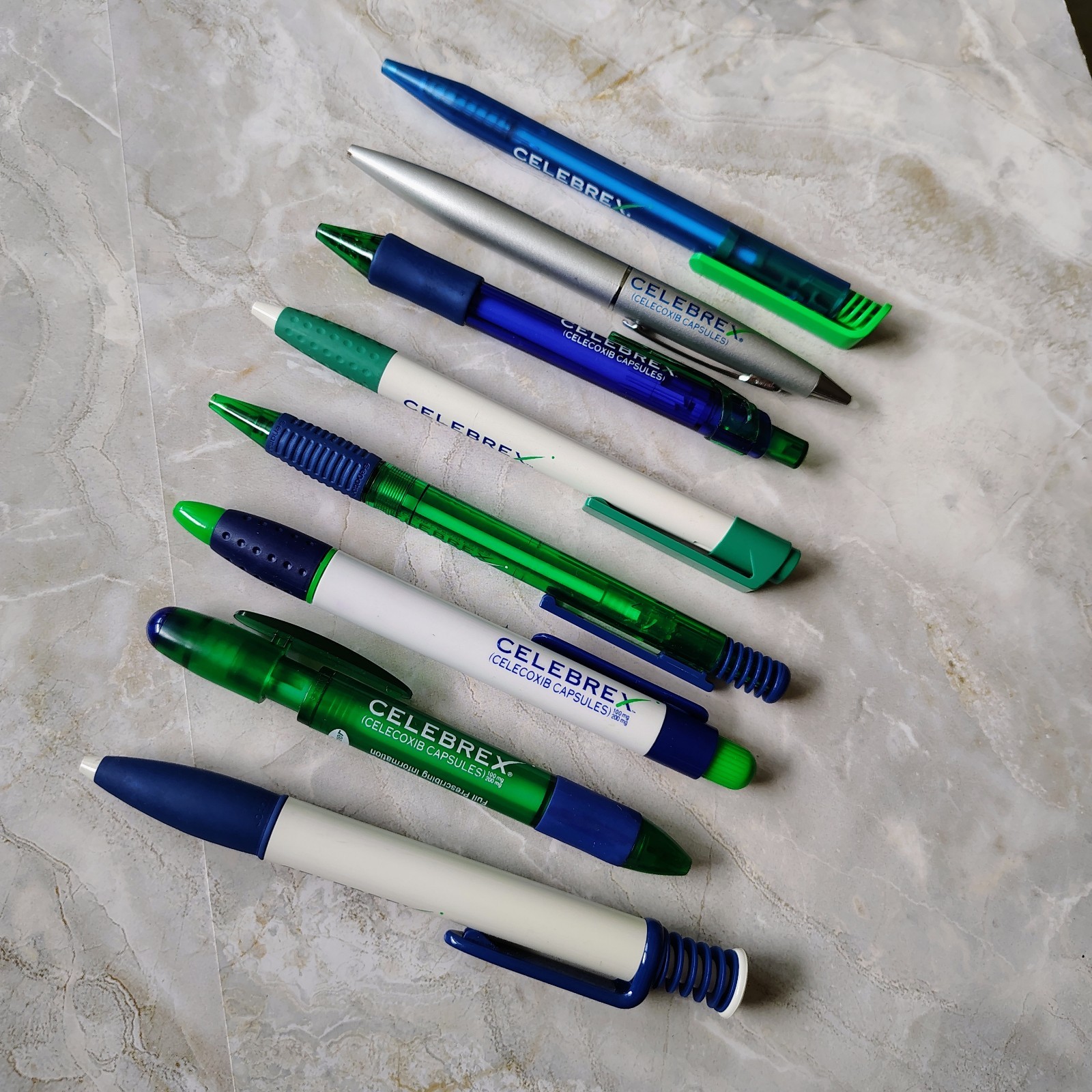 Lot Of 8 Celebrex Plastic Metal Pharmaceutical Drug Rep Promo Advertising Pens