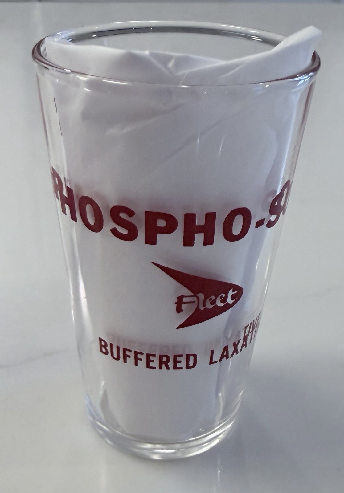 Two Small VINTAGE ADVERTISING MEASURING Glass FLEET LAXATIVE PHOSPHO-SODA