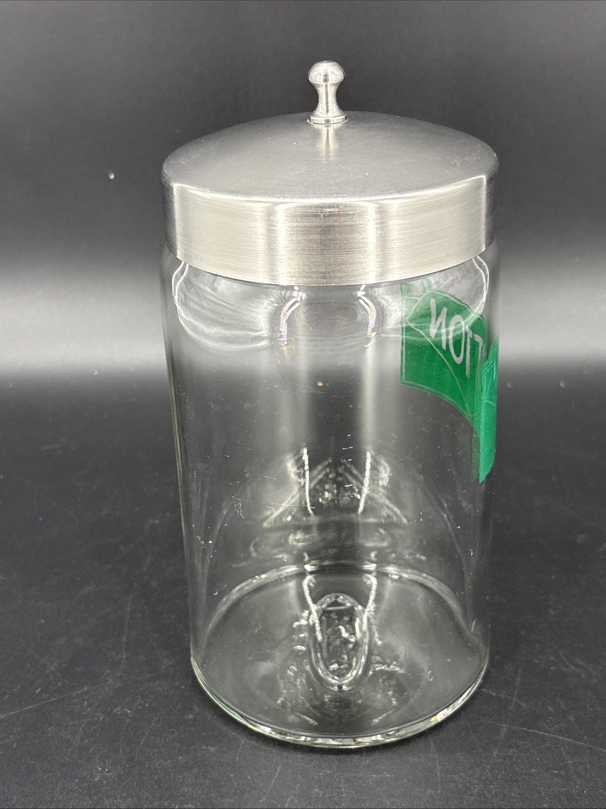 Vintage Profex Medical Office Apothecary Jar With Lid Art Deco Cotton Green