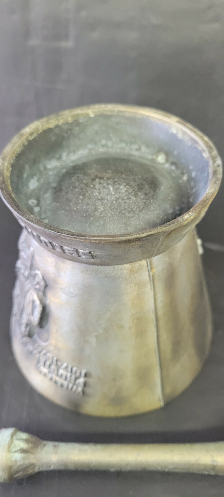Vintage Brass Bronze Mortar and Pestle (WILLIAM PROCTER JR 1817 – 1874 ) RX