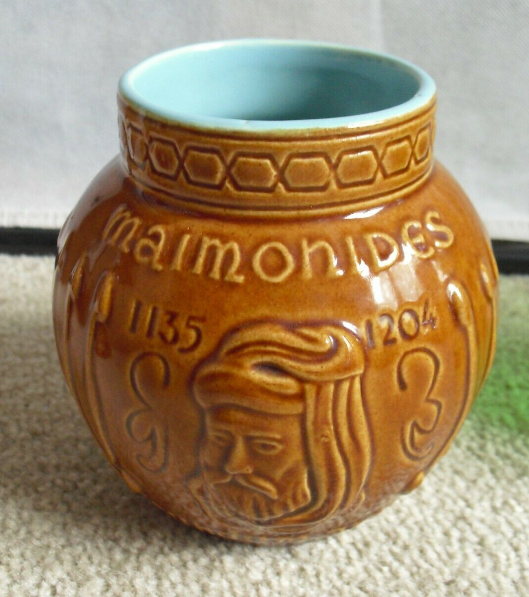 Unique Vintage Glazed Brown Ceramic Schering Medicine Jar 5 1/4″ Tall
